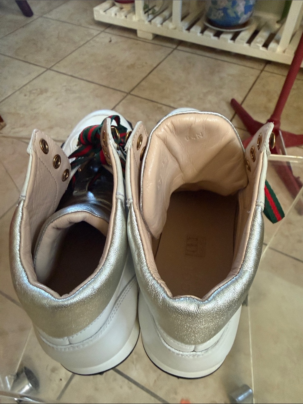 Gucci white leather high-top sneakers - no box - Picture 6 of 16